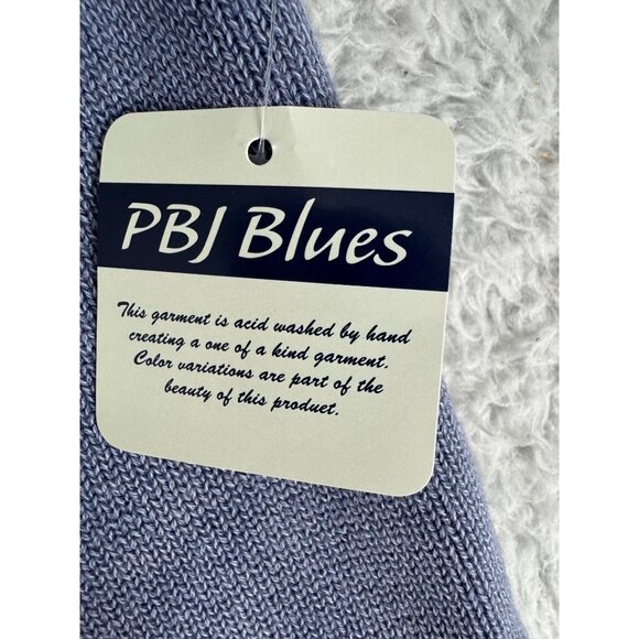 PBJ Draw String Womens L Indigo Hooded Vest Cotton Zip Front Y2K Beach Comfy NWT - Picture 8 of 15